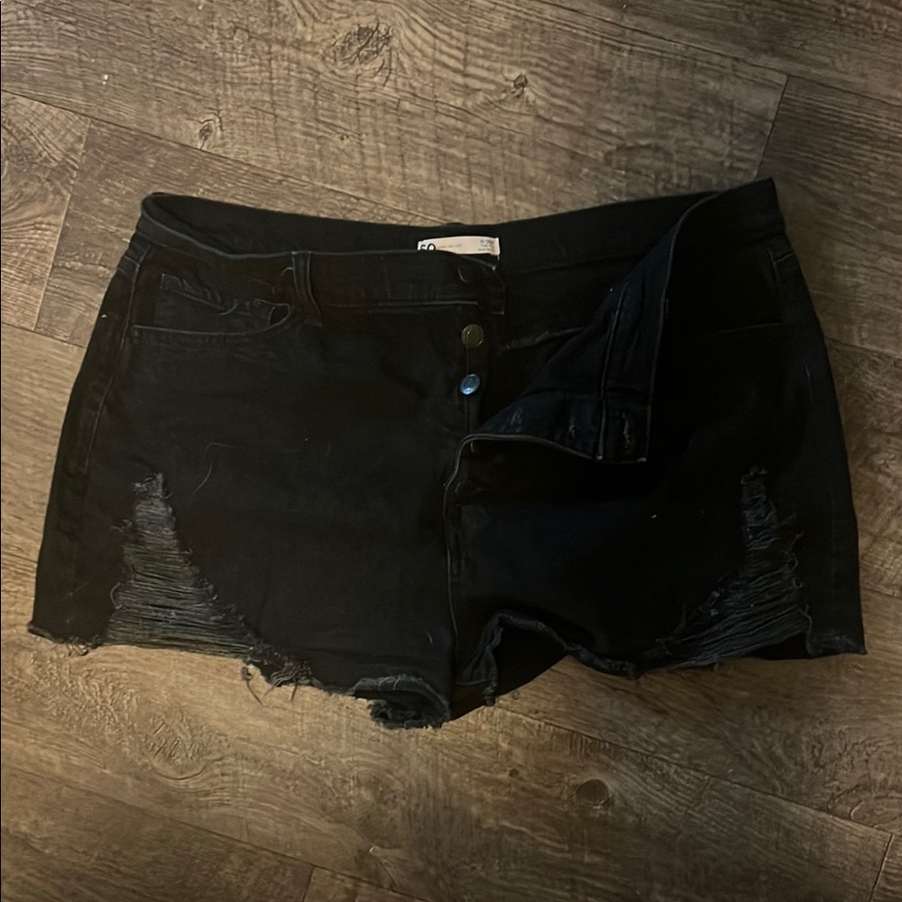 SO Black Distressed Jean Shorts